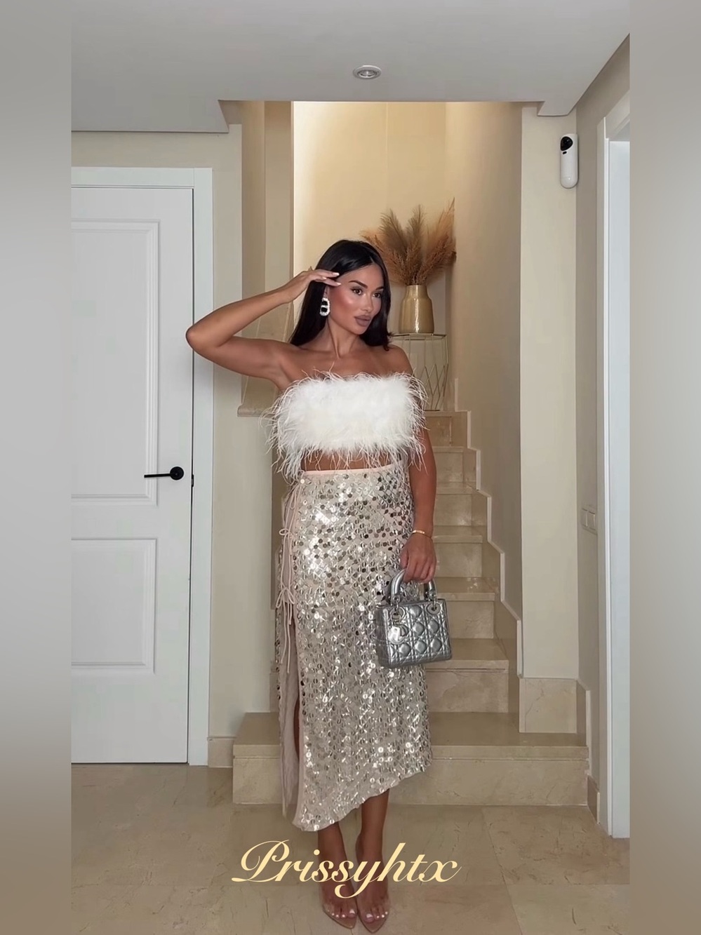 ZARA ASYMMETRIC SEQUIN MIDI SKIRT